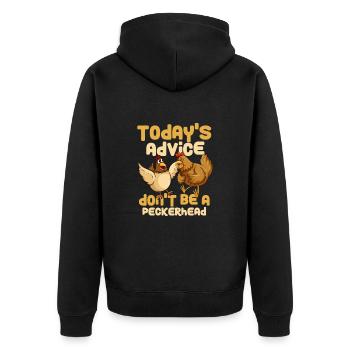 Huhn Bauernhof Geflügel Hahn Hühner Geschenk - Unisex Premium Bio Zip Hoodie - Schwarz - Hinten - Nico (187cm)