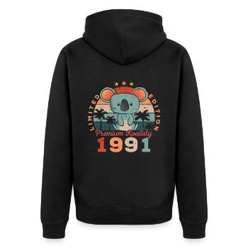 Année de naissance 1991 Anniversaire Koala Koala Bear - Veste à capuche bio Premium Unisexe - noir - Dos - Nico (187cm)