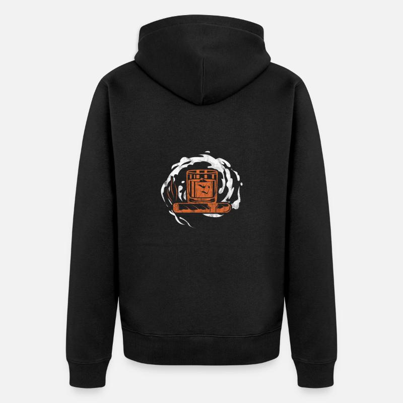 Zigarre Whiskey - Unisex Premium Bio Zip Hoodie - Schwarz