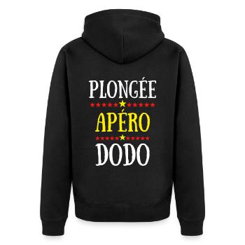 plongée apéro dodo - Veste à capuche bio Premium Unisexe - noir - Dos - Nico (187cm)