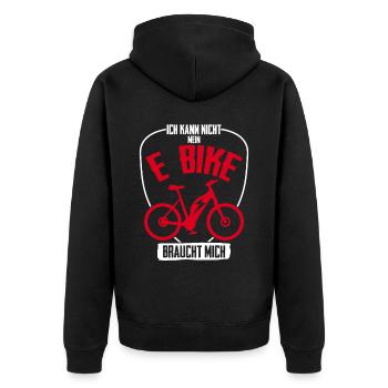 EBike elektrisches Fahrrad E-MTB E-Bike - Unisex Premium Bio Zip Hoodie - Schwarz - Hinten - Nico (187cm)