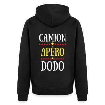 camion apéro dodo - Veste à capuche bio Premium Unisexe - noir - Dos - Nico (187cm)