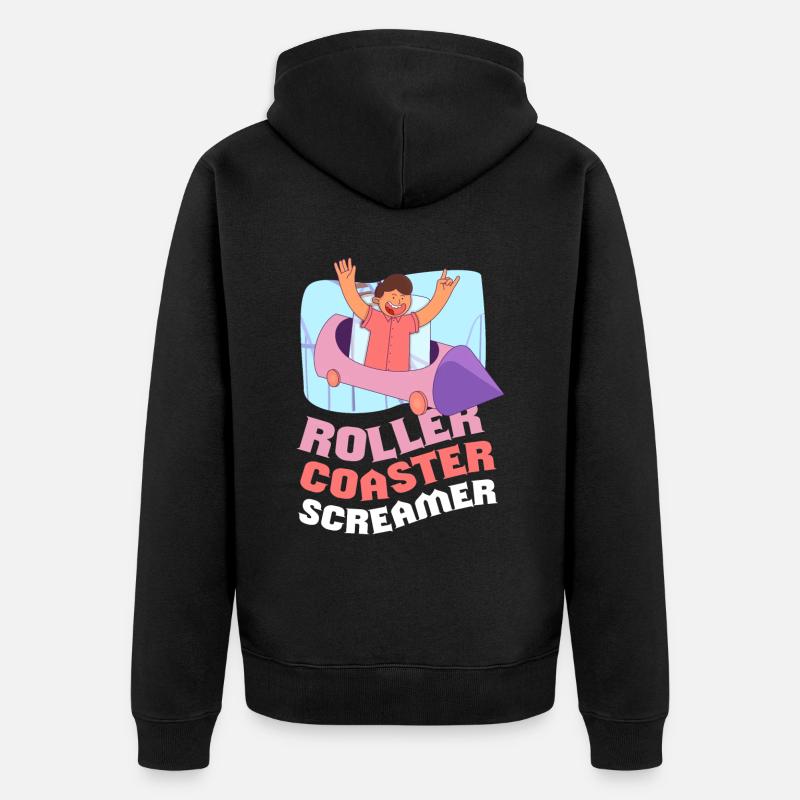 Rollercoaster Screamer Achterbahn - Unisex Premium Bio Zip Hoodie - Schwarz