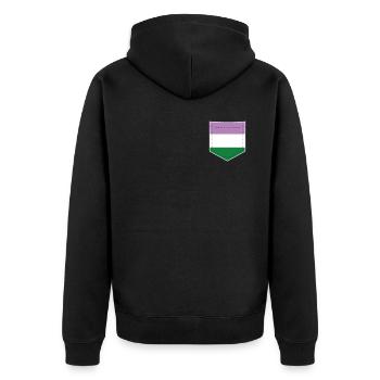 LGBTQ Genderqueer Pride Flagge Tasche - Unisex Premium Bio Zip Hoodie - Schwarz - Hinten - Nico (187cm)
