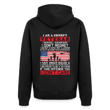 Soldat Bundeswehr Armee Veteran Berufssoldat - Unisex Premium Bio Zip Hoodie - Schwarz - Hinten - Nico (187cm)