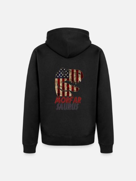 Patriotic Morfar Dinosaur - Unisex Premium Bio Zip Hoodie - Schwarz