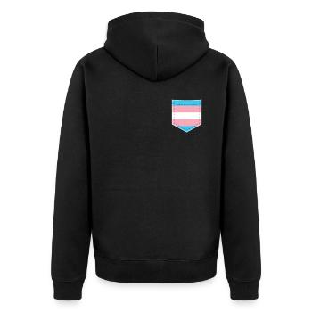 LGBTQ Transgender Pride Flag -Tasche - Unisex Premium Bio Zip Hoodie - Schwarz - Hinten - Nico (187cm)