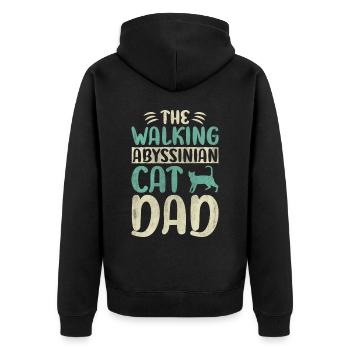 The Walking Abyssinian Cat Dad Kitty Cat Walking - Unisex Premium Bio Zip Hoodie - Schwarz - Hinten - Nico (187cm)