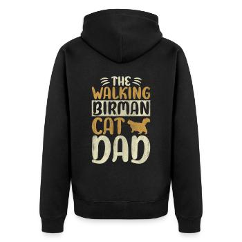 The Walking Birman Cat Dad Kitty Cat Walking - Unisex Premium Bio Zip Hoodie - Schwarz - Hinten - Nico (187cm)