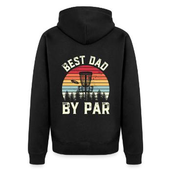 Lustiges Disc Golf wFathers Day Geschenk - Unisex Premium Bio Zip Hoodie - Schwarz - Hinten - Nico (187cm)