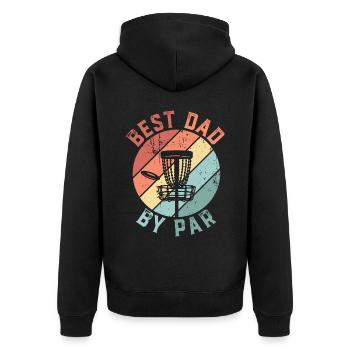 Retro Best Dad By Par Disc Golf Fathers Day - Unisex Premium Organic Zip Hoodie - black - Back - Nico (187cm)