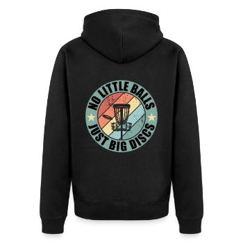 Lustiges Retro Disc Golf Vintage Design - Unisex Premium Bio Zip Hoodie - Schwarz - Hinten - Nico (187cm)