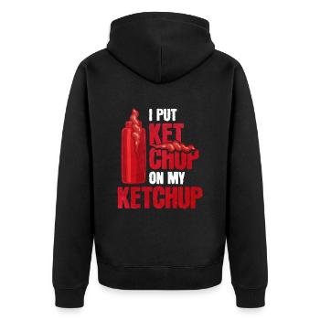 I Put Ketchup On My Ketchup - Unisex Premium Organic Zip Hoodie - black - Back - Nico (187cm)