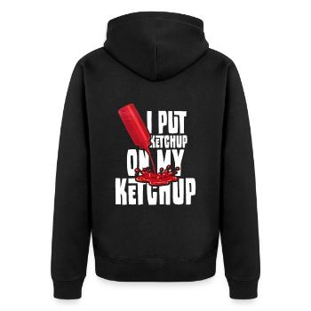 I Put Ketchup On My Ketchup - Unisex Premium Organic Zip Hoodie - black - Back - Nico (187cm)