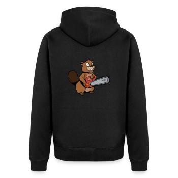 Monster Animals - Tronçonneuse Castor - Veste à capuche bio Premium Unisexe - noir - Dos - Nico (187cm)