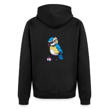 Monster Tiere - Horror Blaumeise - Unisex Premium Bio Zip Hoodie - Schwarz - Hinten - Nico (187cm)
