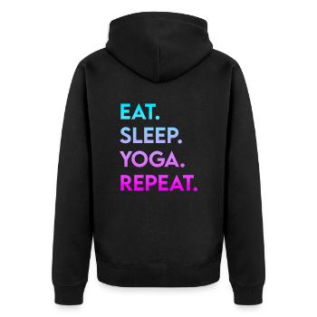 manger du yoga du sommeil répéter - Veste à capuche bio Premium Unisexe - noir - Dos - Nico (187cm)