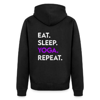 manger du yoga du sommeil répéter - Veste à capuche bio Premium Unisexe - noir - Dos - Nico (187cm)