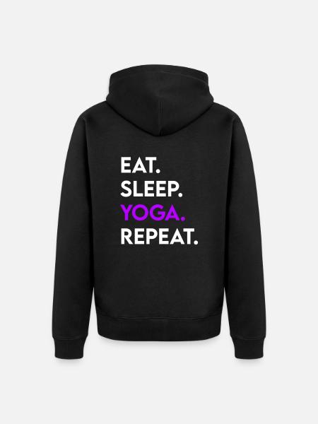 eat sleep yoga repeat - Unisex Premium Bio Zip Hoodie - Schwarz