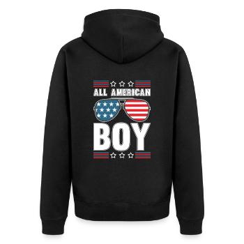 All American Boy American Parade on July 4 - Unisex Premium Organic Zip Hoodie - black - Back - Nico (187cm)