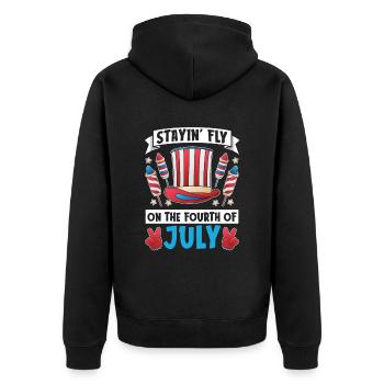American July 4 Patriotic - Unisex Premium Organic Zip Hoodie - black - Back - Nico (187cm)