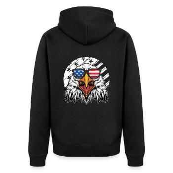 American July 4 Patriotic Eagle - Unisex Premium Organic Zip Hoodie - black - Back - Nico (187cm)