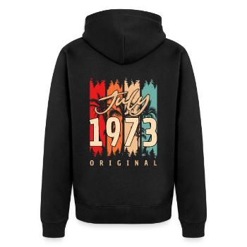 1973 July Original - Unisex Premium Organic Zip Hoodie - black - Back - Nico (187cm)