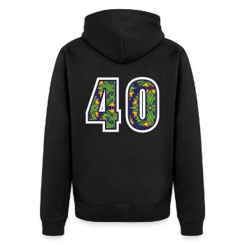 40 Zahl Grün - Unisex Premium Bio Zip Hoodie - Schwarz - Hinten - Nico (187cm)