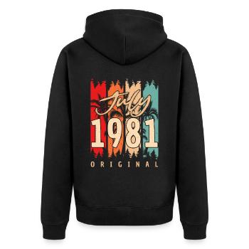 Année de construction 1981 en juillet - Veste à capuche bio Premium Unisexe - noir - Dos - Nico (187cm)