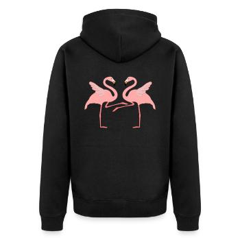 Boogie Woogie Flamingos Dancing Swing - Unisex Premium Organic Zip Hoodie - black - Back - Nico (187cm)