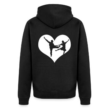 Boogie Woogie Herz Boogie-Woogie Swing - Unisex Premium Bio Zip Hoodie - Schwarz - Hinten - Nico (187cm)