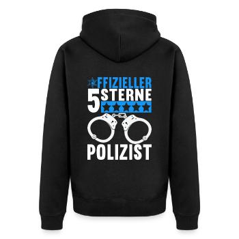 Polizei Polizist - Unisex Premium Bio Zip Hoodie - Schwarz - Hinten - Nico (187cm)