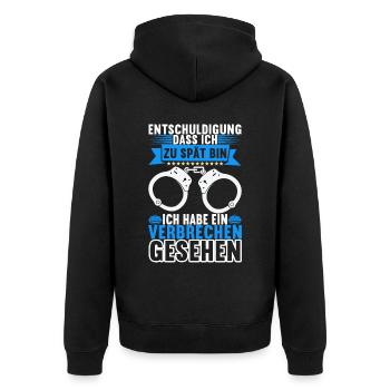 Polizei Polizist - Unisex Premium Bio Zip Hoodie - Schwarz - Hinten - Nico (187cm)