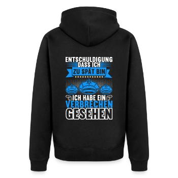 Polizei Polizist - Unisex Premium Bio Zip Hoodie - Schwarz - Hinten - Nico (187cm)
