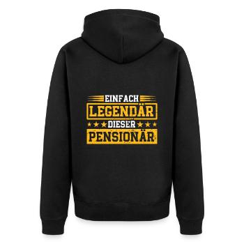 Pensionär Ruhestand Rentner - Unisex Premium Bio Zip Hoodie - Schwarz - Hinten - Nico (187cm)