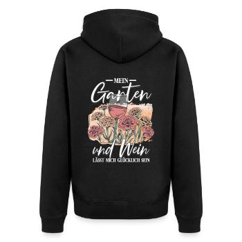 Mein Garten Gärtner - Unisex Premium Bio Zip Hoodie - Schwarz - Hinten - Nico (187cm)