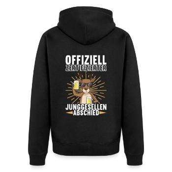 Junggesellenabschied Bräutigam Poltern - Unisex Premium Bio Zip Hoodie - Schwarz - Hinten - Nico (187cm)