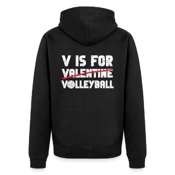 Volleyball Player Team Valentines - Unisex Premium Bio Zip Hoodie - Schwarz - Hinten - Nico (187cm)