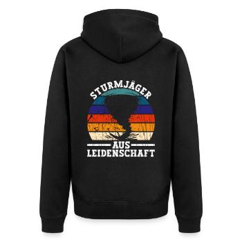 Sturmjäger Aus Leidenschaft - Meteorologie Wetter - Unisex Premium Bio Zip Hoodie - Schwarz - Hinten - Nico (187cm)