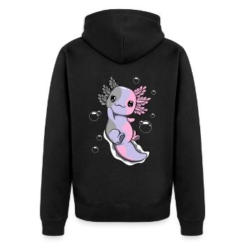 Cupiosexuelle Flagge Axolotl Haufen Kawaii - Unisex Premium Bio Zip Hoodie - Schwarz - Hinten - Nico (187cm)