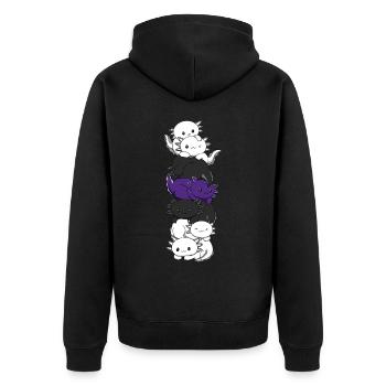 Zweigeschlechtliche Flagge Axolotl Haufen Kawaii - Unisex Premium Bio Zip Hoodie - Schwarz - Hinten - Nico (187cm)