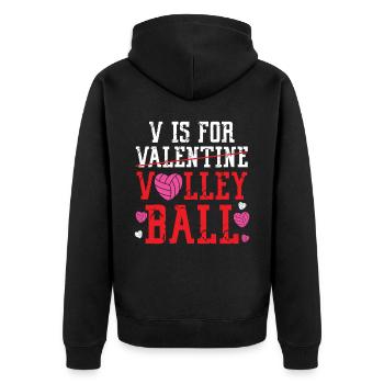 Volleyball Player Team Valentines - Unisex Premium Bio Zip Hoodie - Schwarz - Hinten - Nico (187cm)