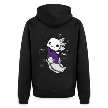 Zweigeschlechtliche Flagge Axolotl Haufen Kawaii - Unisex Premium Bio Zip Hoodie - Schwarz - Hinten - Nico (187cm)