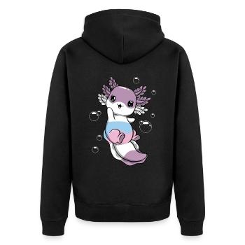 Intersexuelle Flagge Axolotl Haufen Kawaii - Unisex Premium Bio Zip Hoodie - Schwarz - Hinten - Nico (187cm)