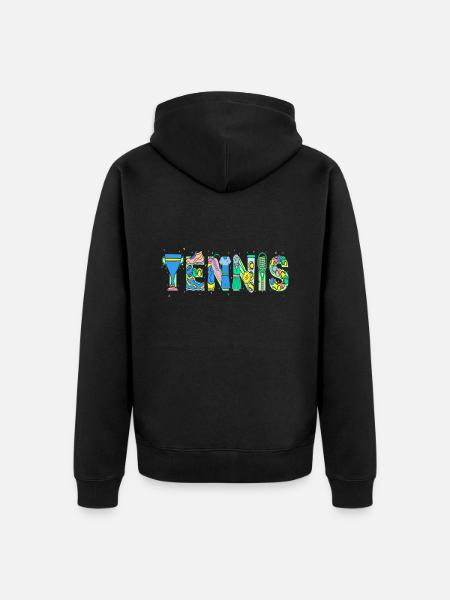 Tennis Tennisschläger Tennisspieler - Unisex Premium Bio Zip Hoodie - Schwarz