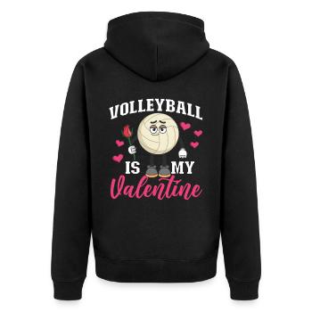 Volleyball Player Team Valentines - Unisex Premium Organic Zip Hoodie - black - Back - Nico (187cm)
