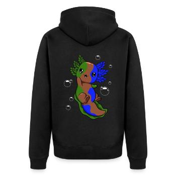 Sapiosexual Flag Axolotl Pile Kawaii - Unisex Premium Organic Zip Hoodie - black - Back - Nico (187cm)