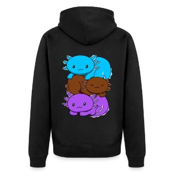 Androsexuelle Flag Axolotl Heap Kawaii - Unisex Premium Organic Zip Hoodie - black - Back - Nico (187cm)
