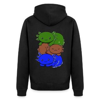 Sapiosexuelle Flagge Axolotl Haufen Kawaii - Unisex Premium Bio Zip Hoodie - Schwarz - Hinten - Nico (187cm)