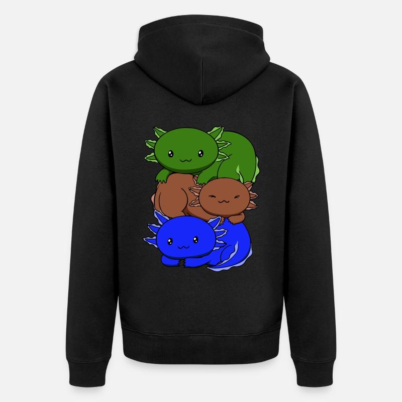 Drapeau sapiosexuel Axolotl Pile Kawaii - Veste à capuche bio Premium Unisexe - noir